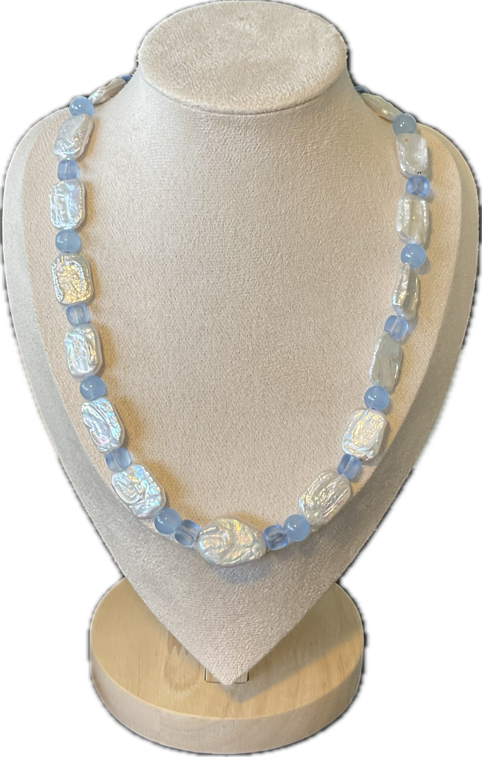 Barock-Perlenkette mit Himmelblauen Steinen